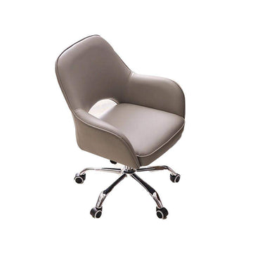 Gray Swivel Office Chair for Desk Upholstered Faux Leather Task Chair Adjustable Height-Furniture,Office Chairs,Office Furniture